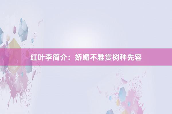 红叶李简介：娇媚不雅赏树种先容